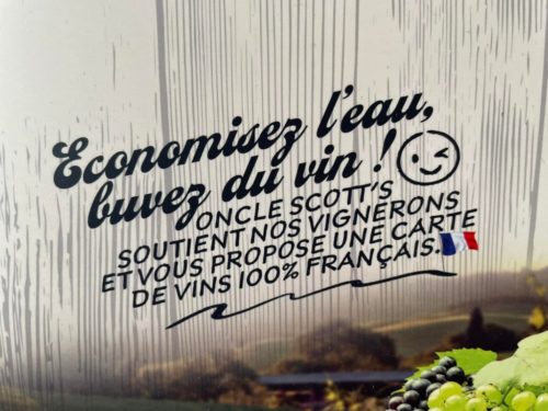 Oncle Scott's se fournit exclusivement en vins français
